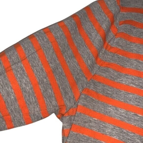 Michael Michael Kors Orange & Gray Striped 3/4 Sleeve Ruched Top M - Picture 5 of 10